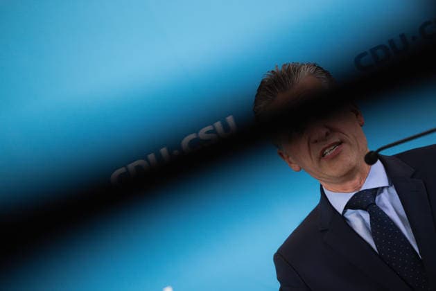Pressestatement der CDU CSU Fraktion im Bundestag. Deutschland, Berlin am 22. September 2026: Fraktionsvorsitzender CDU CSU, Thorsten Frei spricht vor Presse und Journalisten auf der Fraktionsebene im Bundestag.