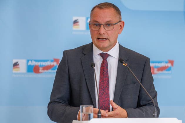 Statement AfD Tino Chrupalla (AfD), bei einem Statement der AfD am 22.06.26 in Berlin. Berlin Berlin Deutschland Reichstag