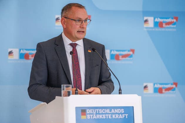 Statement AfD Tino Chrupalla (AfD), bei einem Statement der AfD am 22.06.26 in Berlin. Berlin Berlin Deutschland Reichstag