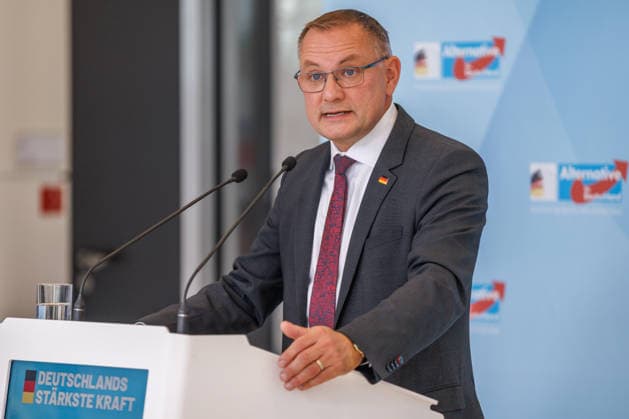 Statement AfD Tino Chrupalla (AfD), bei einem Statement der AfD am 22.06.26 in Berlin. Berlin Berlin Deutschland Reichstag