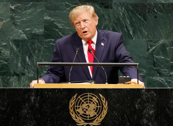 United States President Donald Trump speaks at the United Nations General Assembly 81st session General Debate at the UN Headquarters on Tuesday, September 22, 2026 in New York City.  NYP20260922120 JOHNxANGELILLO