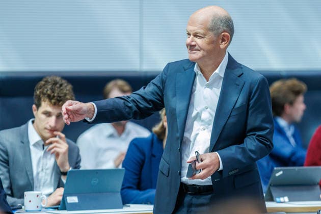 Statement SPD Olaf Scholz (SPD) bei einer Fraktionssitzung SPD am 22.09.29 in Berlin. Berlin Berlin Deutschland Reichstag