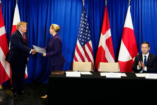 US Denmark Greenland Prime Minister Mette Frederiksen, Greenland s government leader Jens-Frederik Nielsen, and US President Donald Trump during the signing ceremony at the UN building in New York, Tuesday, September 22, 2026. (Photo: Mads Claus Rasmussen Scanpix 2026) , New York Denmark Copyright: MadsxClausxRasmussenx spdk20260922-173137-L