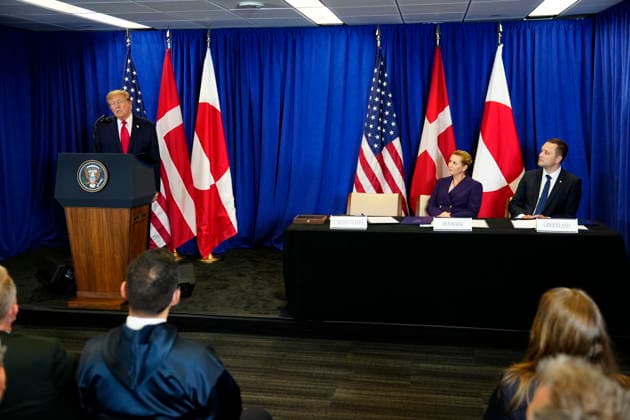 US Denmark Greenland Prime Minister Mette Frederiksen, Greenland s government leader Jens-Frederik Nielsen, and U.S. President Donald Trump during the signing ceremony at the UN building in New York, Tuesday, September 22, 2026. (Photo: Mads Claus Rasmussen Scanpix 2026) , New York Denmark Copyright: MadsxClausxRasmussenx spdk20260922-173118-L