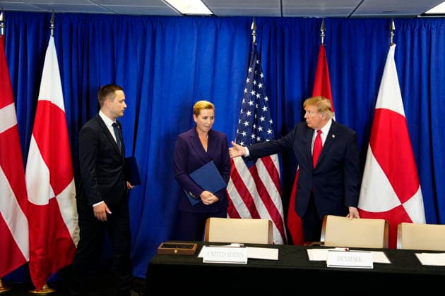 US Denmark Greenland Prime Minister Mette Frederiksen, Greenland s Premier Jens-Frederik Nielsen, and USA s President Donald Trump during the signing ceremony at the UN building in New York, Tuesday, September 22, 2026. (Photo: Mads Claus Rasmussen Scanpix 2026) , New York Denmark Copyright: MadsxClausxRasmussenx spdk20260922-173006-L