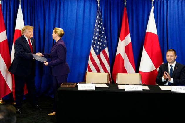 US Denmark Greenland Prime Minister Mette Frederiksen, Greenland s government leader Jens-Frederik Nielsen, and U.S. President Donald Trump during the signing ceremony at the UN building in New York, Tuesday, September 22, 2026. (Photo: Mads Claus Rasmussen Scanpix 2026) , New York Denmark Copyright: MadsxClausxRasmussenx spdk20260922-173143-L