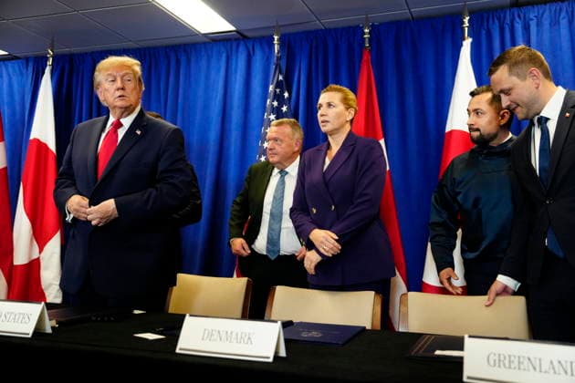US Denmark Greenland Prime Minister Mette Frederiksen, Greenland s government leader Jens-Frederik Nielsen, and US President Donald Trump during the signing ceremony at the UN building in New York, Tuesday, September 22, 2026. (Photo: Mads Claus Rasmussen Scanpix 2026) , New York Denmark Copyright: MadsxClausxRasmussenx spdk20260922-174235-L
