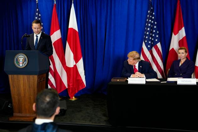US Denmark Greenland Prime Minister Mette Frederiksen, Greenland s government leader Jens-Frederik Nielsen, and USA s President Donald Trump during the signing ceremony at the UN building in New York, Tuesday, September 22, 2026. (Photo: Mads Claus Rasmussen Scanpix 2026) , New York Denmark Copyright: MadsxClausxRasmussenx spdk20260922-173725-L