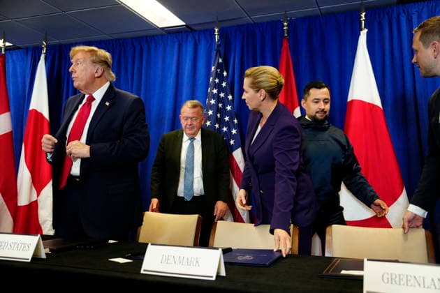 US Denmark Greenland Prime Minister Mette Frederiksen, Greenland s government leader Jens-Frederik Nielsen, and U.S. President Donald Trump during a signing ceremony at the UN building in New York, Tuesday, September 22, 2026. (Photo: Mads Claus Rasmussen Scanpix 2026) , New York Denmark Copyright: MadsxClausxRasmussenx spdk20260922-174229-L