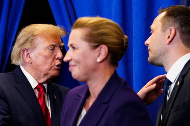 US Denmark Greenland Prime Minister Mette Frederiksen, Greenland s government leader Jens-Frederik Nielsen, and USA s President Donald Trump during the signing ceremony at the UN building in New York, Tuesday, September 22, 2026. (Photo: Mads Claus Rasmussen Scanpix 2026) , New York Denmark Copyright: MadsxClausxRasmussenx spdk20260922-174319-L