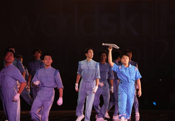 (260922) -- SHANGHAI, Sept. 22, 2026 -- People perform during the opening ceremony of the 48th WorldSkills Competition in east China s Shanghai, Sept. 22, 2026. The 48th WorldSkills Competition opened in Shanghai on Tuesday evening, with 1,385 competitors from 68 countries and regions vying in 64 skill events. ) CHINA-SHANGHAI-WORLDSKILLS COMPETITION-OPENING CEREMONY (CN) FangxZhe 