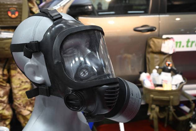 Schutzausruestung gegen Giftstoffe, Atemschutzgeraet, Kontaminierung, Dekontamination, Schutzausruestung, Gasmaske, ABC Schutzmaske, Messe EUDEX Euro Defence Expo, am 22.09.2026 in der Messe Essen Deutschland.