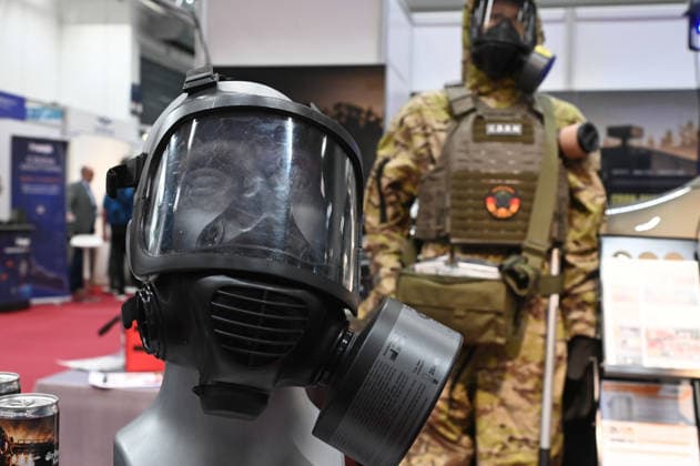 Schutzausruestung gegen Giftstoffe, Atemschutzgeraet, Kontaminierung, Dekontamination, Schutzausruestung, Gasmaske, ABC Schutzmaske, Messe EUDEX Euro Defence Expo, am 22.09.2026 in der Messe Essen Deutschland.