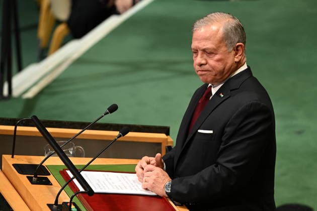 King Abdullah II of Jordan Addresses the United Nations General Assembly King Abdullah II ibn Al Hussein, King of the Hashemite Kingdom of Jordan, addresses the opening of the 81st Session of the United Nations General Assembly at United Nations Headquarters in New York, New York, USA on Tuesday, 22 September, 2026. Credit: Kyle Mazza CNP New York New York United States of America EDITORIAL USE ONLY Copyright: xx KMZ_0148 KylexMazzax-xCNPx cnpphotos340517