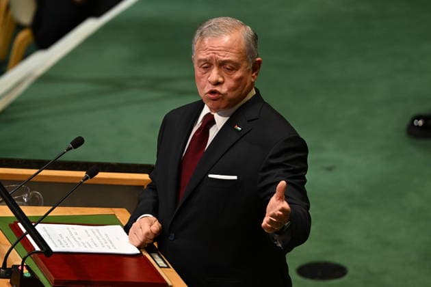 King Abdullah II of Jordan Addresses the United Nations General Assembly King Abdullah II ibn Al Hussein, King of the Hashemite Kingdom of Jordan, addresses the opening of the 81st Session of the United Nations General Assembly at United Nations Headquarters in New York, New York, USA on Tuesday, 22 September, 2026. Credit: Kyle Mazza CNP New York New York United States of America EDITORIAL USE ONLY Copyright: xx KMZ_0097 KylexMazzax-xCNPx cnpphotos340521