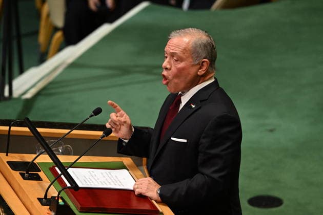 King Abdullah II of Jordan Addresses the United Nations General Assembly King Abdullah II ibn Al Hussein, King of the Hashemite Kingdom of Jordan, addresses the opening of the 81st Session of the United Nations General Assembly at United Nations Headquarters in New York, New York, USA on Tuesday, 22 September, 2026. Photo by Kyle Mazza CNP ABACAPRESS.COM New York New York United States  Copyright: xCNP ABACAx