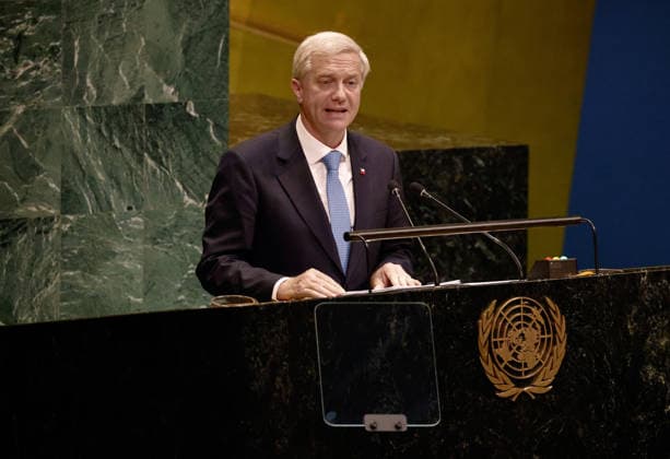 President of Chile Jose Antonio Kast speaks at the UN General Assembly 81st session General Debate in UN General Assembly Hall at the United Nations Headquarters on Tuesday, September 22, 2026 in New York City.  NYP202609224025 PETERxFOLEY