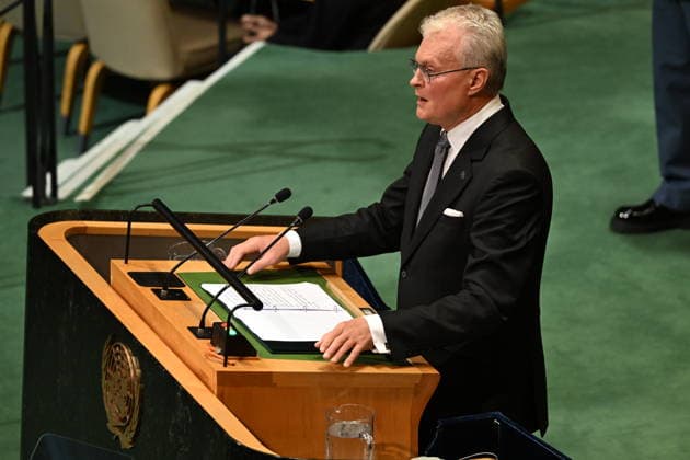 Nauseda of Lithuania Addresses the United Nations General Assembly President Gitanas Nauseda of the Republic of Lithuania, addresses the opening of the 81st Session of the United Nations General Assembly at United Nations Headquarters in New York, New York, USA on Tuesday, 22 September, 2026. Credit: Kyle Mazza CNP New York New York United States of America EDITORIAL USE ONLY Copyright: xx KMZ_1058 KylexMazzax-xCNPx cnpphotos340607
