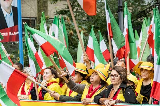 IPA88835199 - New York, second day of the United Nations General Assembly, New York, second day of the United Nations General Assembly: Free Iran rally, Iranian women protesting  Copyright: xelisaxpedranix xx IPA88835199