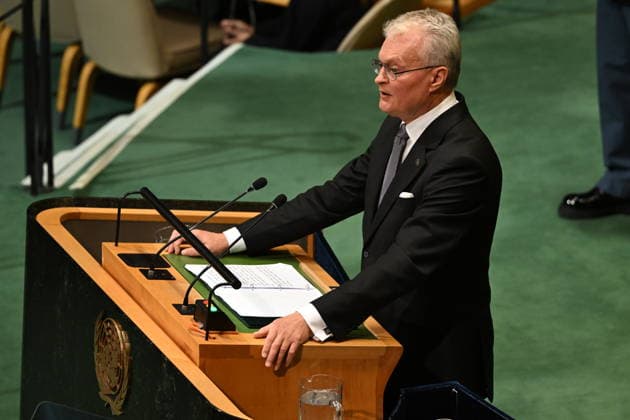 Nauseda of Lithuania Addresses the United Nations General Assembly President Gitanas Nauseda of the Republic of Lithuania, addresses the opening of the 81st Session of the United Nations General Assembly at United Nations Headquarters in New York, New York, USA on Tuesday, 22 September, 2026. Credit: Kyle Mazza CNP New York New York United States of America EDITORIAL USE ONLY Copyright: xx KMZ_1062 KylexMazzax-xCNPx cnpphotos340614