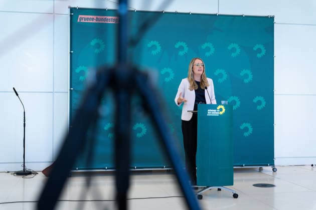 Pressestatement, Bündnis 90 Die Grünen, Katharina Dröge Pressestatement, Reichstagsgebäude, Bundestagsfraktion, Bündnis 90 Die Grünen, Vorsitzende, Katharina Dröge Berlin Berlin GER
