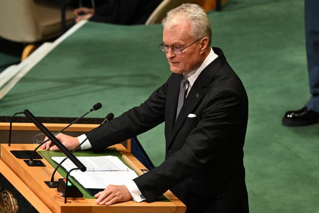 Nauseda of Lithuania Addresses the United Nations General Assembly President Gitanas Nauseda of the Republic of Lithuania, addresses the opening of the 81st Session of the United Nations General Assembly at United Nations Headquarters in New York, New York, USA on Tuesday, 22 September, 2026. Credit: Kyle Mazza CNP New York New York United States of America EDITORIAL USE ONLY Copyright: xx KMZ_1091 KylexMazzax-xCNPx cnpphotos340618