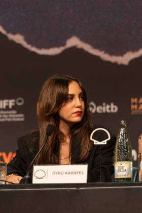74th San Sebastian International Film Festival SAN SEBASTIAN, SPAIN - SEPTEMBER 22: Turkish actress Oyku Karayel attends the press conference after premiere of the Turkish film Artakalan in San Sebastian of Spain on September 22, 2026. The film Artakalan , written and directed by Yesim Ustaoglu is in selected for the festival s official program. Javi Julio Anadolu San Sebastian Spain. Editorial use only. Please get in touch for any other usage.  Copyright: x2026xAnadoluxJavixJuliox
