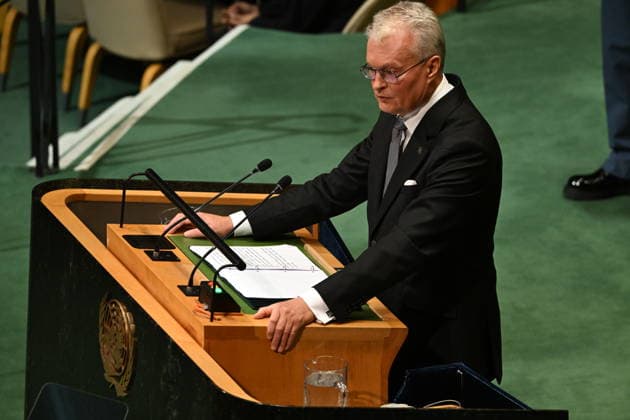 Nauseda of Lithuania Addresses the United Nations General Assembly President Gitanas Nauseda of the Republic of Lithuania, addresses the opening of the 81st Session of the United Nations General Assembly at United Nations Headquarters in New York, New York, USA on Tuesday, 22 September, 2026. Credit: Kyle Mazza CNP New York New York United States of America EDITORIAL USE ONLY Copyright: xx KMZ_1070 KylexMazzax-xCNPx cnpphotos340648