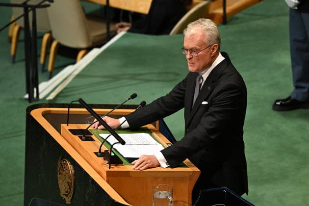 Nauseda of Lithuania Addresses the United Nations General Assembly President Gitanas Nauseda of the Republic of Lithuania, addresses the opening of the 81st Session of the United Nations General Assembly at United Nations Headquarters in New York, New York, USA on Tuesday, 22 September, 2026. Credit: Kyle Mazza CNP New York New York United States of America EDITORIAL USE ONLY Copyright: xx KMZ_1078 KylexMazzax-xCNPx cnpphotos340652