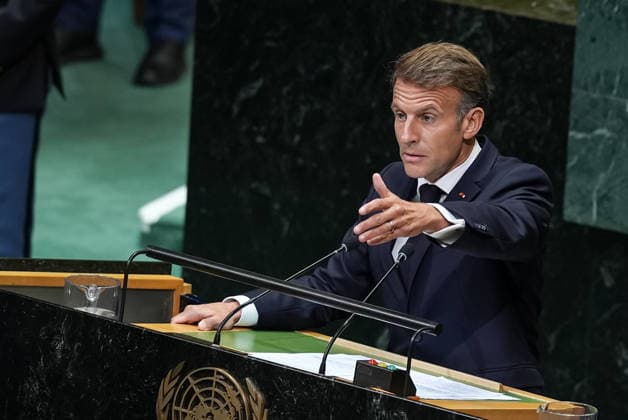 81st United Nations General Assembly NEW YORK, UNITED STATES - SEPTEMBER 22: President of France, Emmanuel Macron delivers a speech during the 81st United Nations General Assembly (UNGA) in New York, United States, on September 22, 2026. Mehmet Eser Anadolu New York United States. Editorial use only. Please get in touch for any other usage.  Copyright: x2026xAnadoluxMehmetxEserx