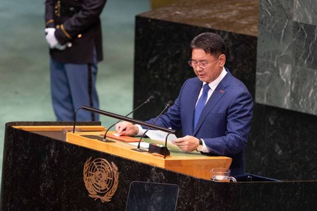 September 22, 2026, New York City, USA: President Ukhnaa Khurelsukh addresses the General Debate of the 81st session of the United Nations General Assembly at the UN Headquarters in New York C New York City USA  - ZUMAl194 20260922_zip_l194_023 Copyright: xMarekxLadzinskix