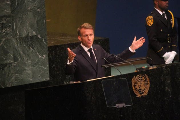September 22, 2026, Manhattan, New York, U.S.A: New York, New York September 22, 2026..United Nations General Assembly convenes with high level talks with Global Leaders..France. His Excellency Emmanuel Macron . President Manhattan U.S.A  - ZUMAc272 20260922_znp_c272_024 Copyright: xEmilyxCotlerx