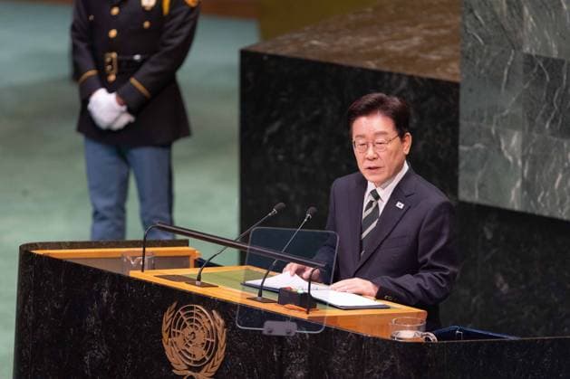 September 22, 2026, New York City, USA: President of the Republic of Korea Lee Jae Myung addresses the General Debate of the 81st session of the United Nations General Assembly at the UN Headquarters in New York City. New York City USA  - ZUMAl194 20260922_zip_l194_024 Copyright: xMarekxLadzinskix