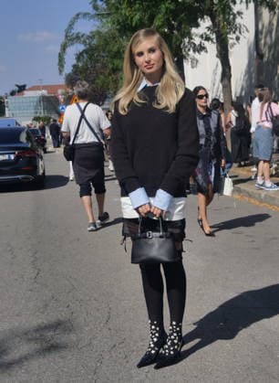 IPA88843145 - Milan, Milan Women s Fashion Week: Spring Summer 2026 2027 - Women s Fashion, Spring Summer 2026–2027, Prada fashion show—Pictured: Xenia Van Der Woodsen  Copyright: xLucaxPontix xLucaPonti IpaAgencyx IPA88843145