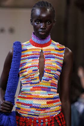 IPA88842768 - Milan, Milan Women™s Fashion Week Spring Summer 2027 - Women™s Fashion, Spring Summer 2027 - J. Salinas fashion show - runway - pictured: Model.  Copyright: xCinziaxCamelax xx IPA88842768