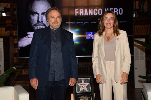 IPA88844318 - Rome, Ministry of Culture: Ceremony to Award the Stella to Franco Nero. Pictured: Franco Nero and Lucia Borgonzoni  Copyright: xVincenzoxLandix xVincenzoxLandix IPA88844318