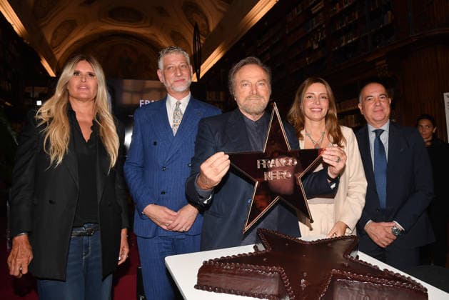 IPA88844302 - Rome, Ministry of Culture: Celebration for Franco Nero™s Stella Award. Pictured: Tiziana Rocca, Alessandro Giuli, Franco Nero, Lucia Borgonzoni  Copyright: xVincenzoxLandix xVincenzoxLandix IPA88844302