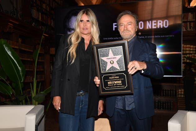 IPA88844311 - Rome, Ministry of Culture: Ceremony to Award the Star to Franco Nero. Pictured: Franco Nero and Tiziana Rocca  Copyright: xVincenzoxLandix xVincenzoxLandix IPA88844311