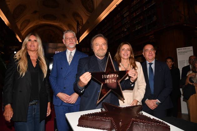 IPA88844509 - Rome, Ministry of Culture: Celebration for Franco Nero’s Stella Award. Pictured: Tiziana Rocca, Alessandro Giuli, Franco Nero, Lucia Borgonzoni  Copyright: xVincenzoxLandix xVincenzoxLandix IPA88844509