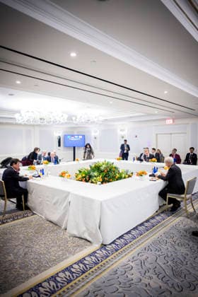 Reise des Bundesministers des Auswaertigen Johann Wadephul nach New York zur Teilnahme an der UN Generalversammlung. Treffen der G4 Aussenminister. Brasilien: Mauro Vieira (Aussenminister) Deutschland: Johann Wadephul (Bundesaussenminister). Indien: Subrahmanyam Jaishankar (Minister fuer auswaertige Angelegenheiten) Japan: Iwaya Takeshi (Aussenminister). 22.09.2026. Fotografiert im Auftrag des Auswaertigen Amtes. New York City New York Copyright: xDominikxButzmannx