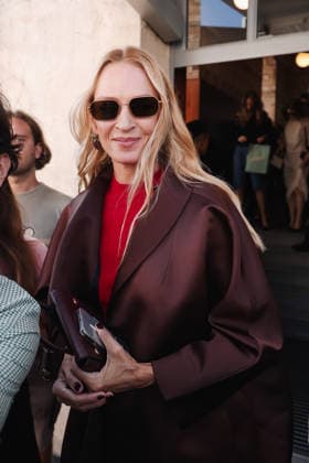 IPA88849587 - Milan, Arrivals at the Prada fashion show during Milan Fashion Week: Women s Collection Spring Summer 2027 - Women s Fashion, Spring Summer 2027. Pictured: Uma Thurman  Copyright: xAlessandroxBremecx xx IPA88849587