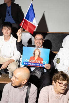 Segolene Royal Campaign meeting for the PS Primary - Alfortville People attend the meeting holding Segolene Royal 2027 sign and French flag. The Candidate in the Socialist (PS) and centre-left Place Publique (PP) parties primary ahead of France s 2027 presidential election Segolene Royal during her campaign meeting in Alfortville, suburbs of Paris on September 22, 2026. Photo by Raphael Lafargue ABACAPRESS.COM Alfortville France  Copyright: xLafarguexRaphael ABACAx