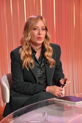 IPA88847911 - Rome, RAI Studios on Via Teulada, 5 Minuti television program. Pictured: Giorgia Meloni  Copyright: xVincenzoxLandix xVincenzoxLandix IPA88847911