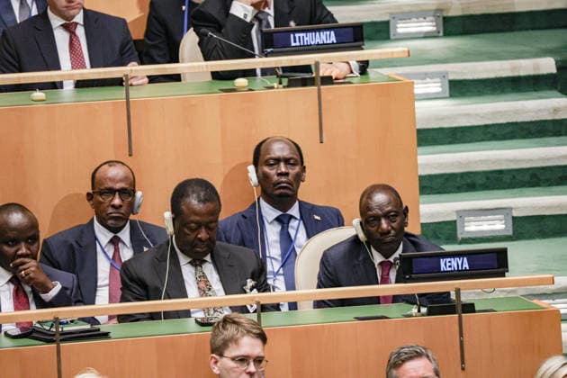 September 23, 2026, New York, New York, United States: Kenyan President WILLIAM RUTO sits in the General Assembly Hall as he listens to US President DONALD TRUMP address the 81st UN General Assembly. New York United States - ZUMAo116 20260923_znp_o116_016 Copyright: xBiancaxOterox