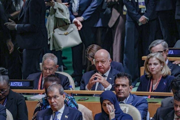 September 23, 2026, New York, New York, United States: Austrian President ALEXANDER VAN DER BELLEN, Chancellor CHRISTIAN STOCKER and Foreign Minister BEATE MEINL-REISINGER (R) sit together during U.S. President DONALD TRUMPÃ¢â‚¬â ¢s address to the UN General AssemblyÃ¢â‚¬â ¢s 81st session. New York United States - ZUMAo116 20260923_znp_o116_032 Copyright: xBiancaxOterox