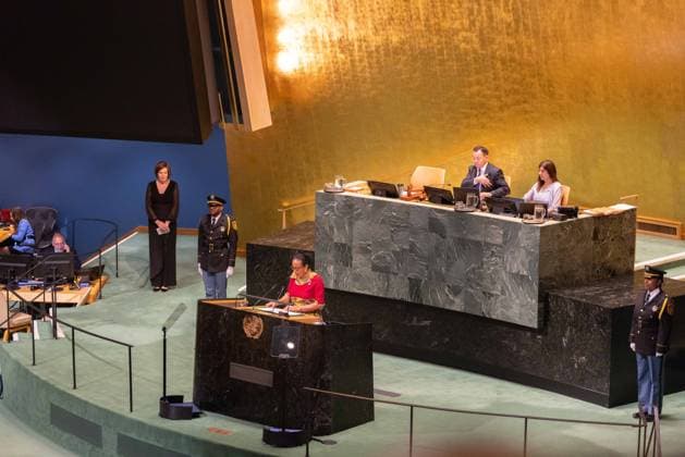 September 22, 2026, New York City, USA: President of Dominica Sylvanie Burton addresses the General Debate of the 81st session of the United Nations General Assembly at the UN Headquarters in New York City. New York City USA - ZUMAl194 20260922_zip_l194_036 Copyright: xMarekxLadzinskix