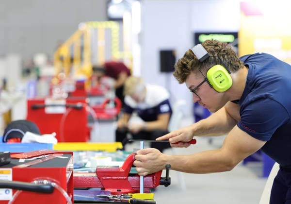 (260923) -- SHANGHAI, Sept. 23, 2026 -- A contestant participates in the aircraft maintenance event during the 48th WorldSkills Competition in east China s Shanghai, Sept. 23, 2026. The competition kicks off at the National Exhibition and Convention Center here on Wednesday. ) CHINA-SHANGHAI-WORLDSKILLS COMPETITION (CN) WangxJingqiang 