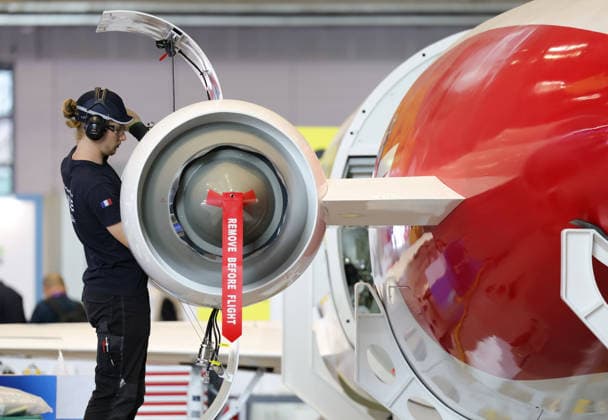 (260923) -- SHANGHAI, Sept. 23, 2026 -- A contestant participates in the aircraft maintenance event during the 48th WorldSkills Competition in east China s Shanghai, Sept. 23, 2026. The competition kicks off at the National Exhibition and Convention Center here on Wednesday. ) CHINA-SHANGHAI-WORLDSKILLS COMPETITION (CN) WangxJingqiang 