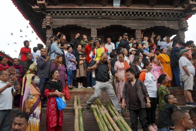 September 23, 2026, Kathmandu, Bagmati, Nepal: People gather to celebrate the first day of Indra Jatra, an annual festival in Nepal, at Basantapur Durbar Square in Kathmandu, Nepal, on September 23, 2026. Kathmandu Nepal - ZUMAd164 20260923_zip_d164_001 Copyright: xAryanxDhimalx