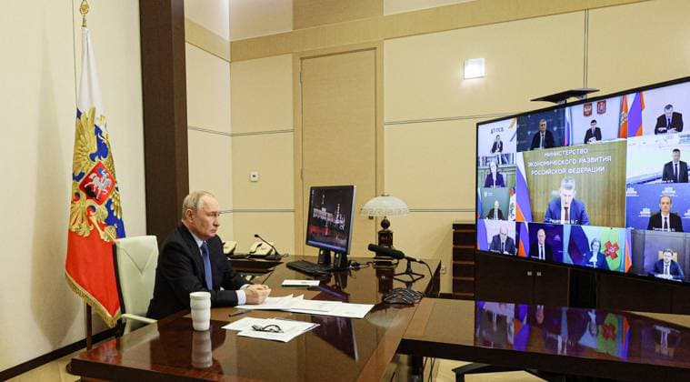 Russia Putin Government 9249511 23.09.2026 Russian President Vladimir Putin holds a meeting with members of the government via videoconference at the Novo-Ogaryovo state residence, outside Moscow, Russia. Vyacheslav Prokofiev Sputnik Moscow Russia  Copyright: xVyacheslavxProkofievx